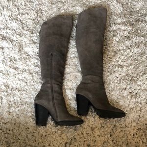 Taupe over the knee boots